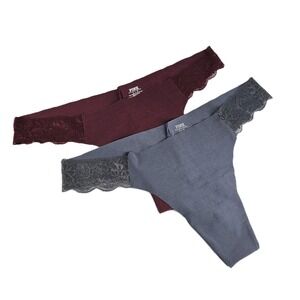 X2 Victoria's Secret PINK Sexy Sheer Mesh Lace Back Cheeky Panty Size Large